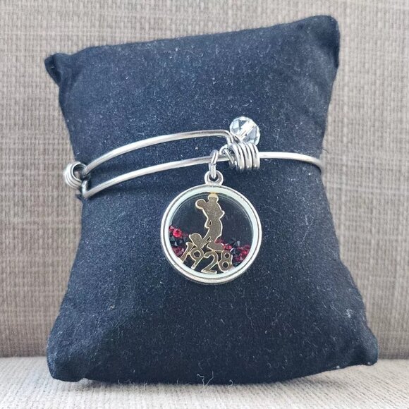 Disney Bracelet 1928 Silver Tone Wrist Band Fashion Jewelry Size Adjustable - Picture 4 of 11